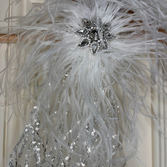 NADINE MERABI ELISSA White Feathered Jumpsuit S/M - Picture 12 of 16